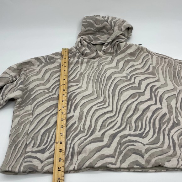 SWEATY BETTY Essentials Hoodie Womens Size M Tan Zebra Boxy Cropped Terry Lined - Picture 7 of 7